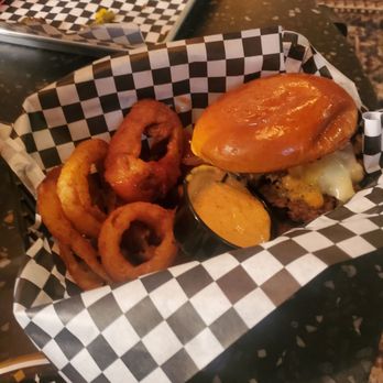 Smorgie's - Double smash patties with smash sauce and upgraded onion rings. The burgers were great, and so were the onion rings. - Comfort Food Near Me - Saint Paul, Minnesota