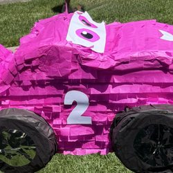 Custom hot pink race car