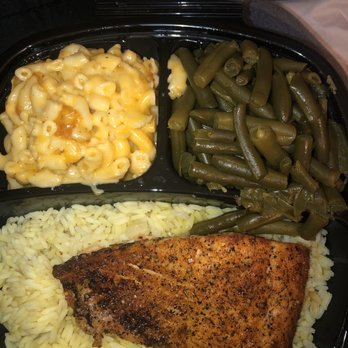 Southern Blues - Salmon over rice, green beans and Mac n cheese yum! - Soul Food Near Me - Hanover, Maryland Southern Blues - Salmon over rice, green beans and Mac n cheese yum! - Soul Food Near Me - Hanover, Maryland