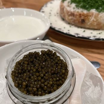 Luka - One ounce of hybrid caviar with a galette of potatoes and a side of crème fraiche - Coffee & Tea Near Me - Artesia, California