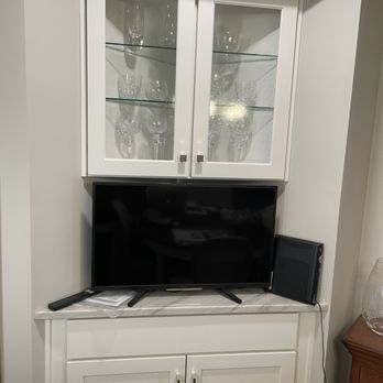 Finish Alternatives - Corner cabinet with new glass doors - Refinishing Services Near Me - Bargersville, Indiana