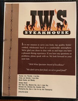 Menu photo 7 JW's Steakhouse Carmine, TX