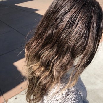 Hair Extension Palace - Brown hair with bleached tips blended into 14" balayage extensions - Hair Extensions Near Me - San Jose, California