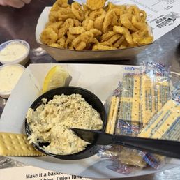 Fish dip and fried banana peppers