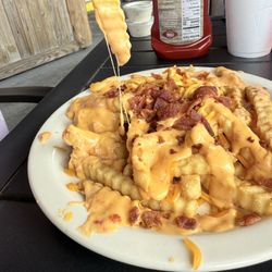 The Lakeside Grill - Cheese pull on the loaded fries