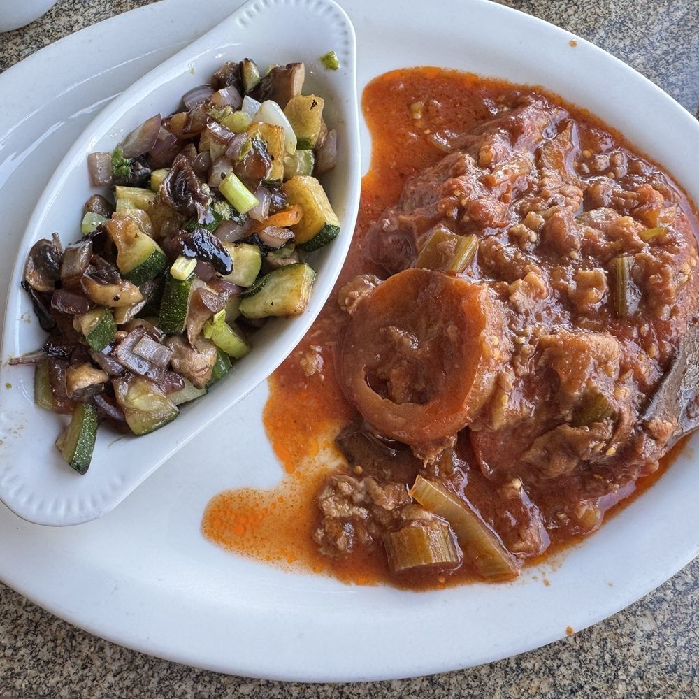 Haifa Restaurant - Moussaka with Mushrooms with Vegetables - Kosher Near Me - Los Angeles, California