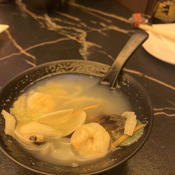 Umiya - Seafood Soup: Clams, Muscle, Shrimp, Bay (small) Scallops. Just a couple of each in a seafood broth. - Sushi Bars Near Me - Memphis, Tennessee Umiya - Seafood Soup: Clams, Muscle, Shrimp, Bay (small) Scallops. Just a couple of each in a seafood broth. - Sushi Bars Near Me - Memphis, Tennessee