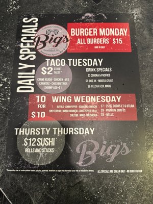 Menu photo 3 Bigs Fullerton, CA