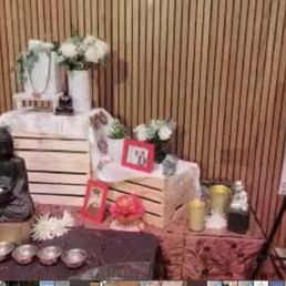 Beautifully set up to honor my Father's Buddhist practice. Beautifully set up to honor my Father's Buddhist practice.