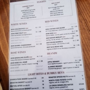 Rose Hill Vineyards - Menu 2020 - Wine Tasting Room Near Me - Mattituck, New York