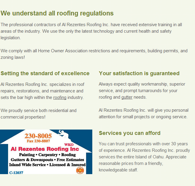 Slide of Al Rezentes Roofing