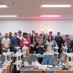 Angelus Workshops - Angelus Workshops grand opening - custom shoe painting class in action at Angelus Direct HQ with our amazing creative community.