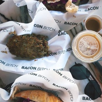 Bacon Bitch - Top and bottom: Cuban bitch Middle: Crispy bitch Right: Iced cafe con leche - Sandwiches Near Me - Miami Beach, Florida