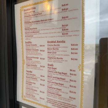 Chabelita's Mexican Restaurant - Menu posted at entrance - Mexican Near Me - Wailuku, Hawaii