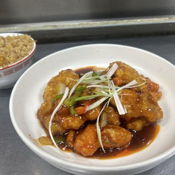 The Joy Luck - Sweet & Spicy Ginger Fish with a side of fried rice - Taiwanese Near Me - Louisville, Kentucky