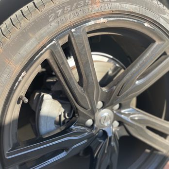 Premier Automotive Wheel Specialists - The before .. the damage is at the top of the rim. - Wheel & Rim Repair Near Me