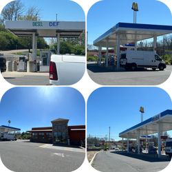 Fatburger & Buffalo's Express - Pictures of the outside, gas pumps, and building and diesel pump area