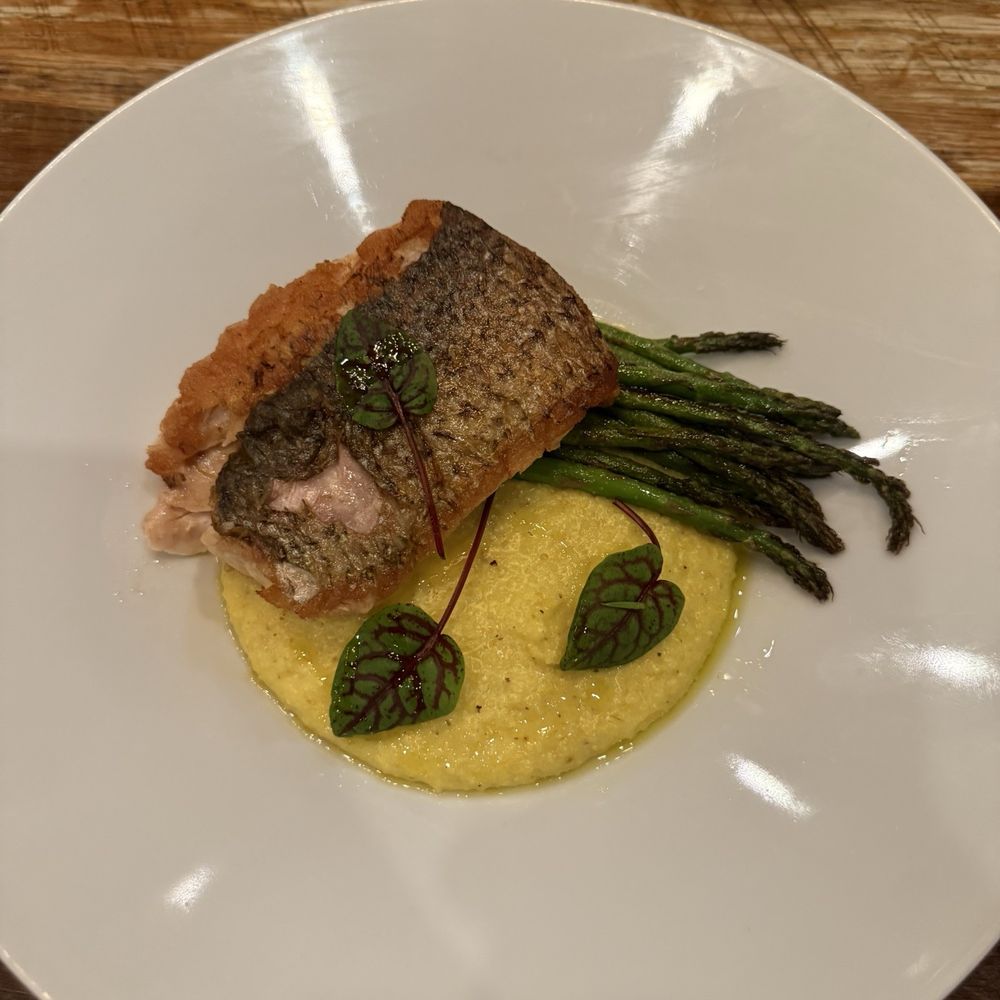 Enza - Striped Bass Special with Grits ($29) - Pizza Near Me - Wyndmoor, Pennsylvania