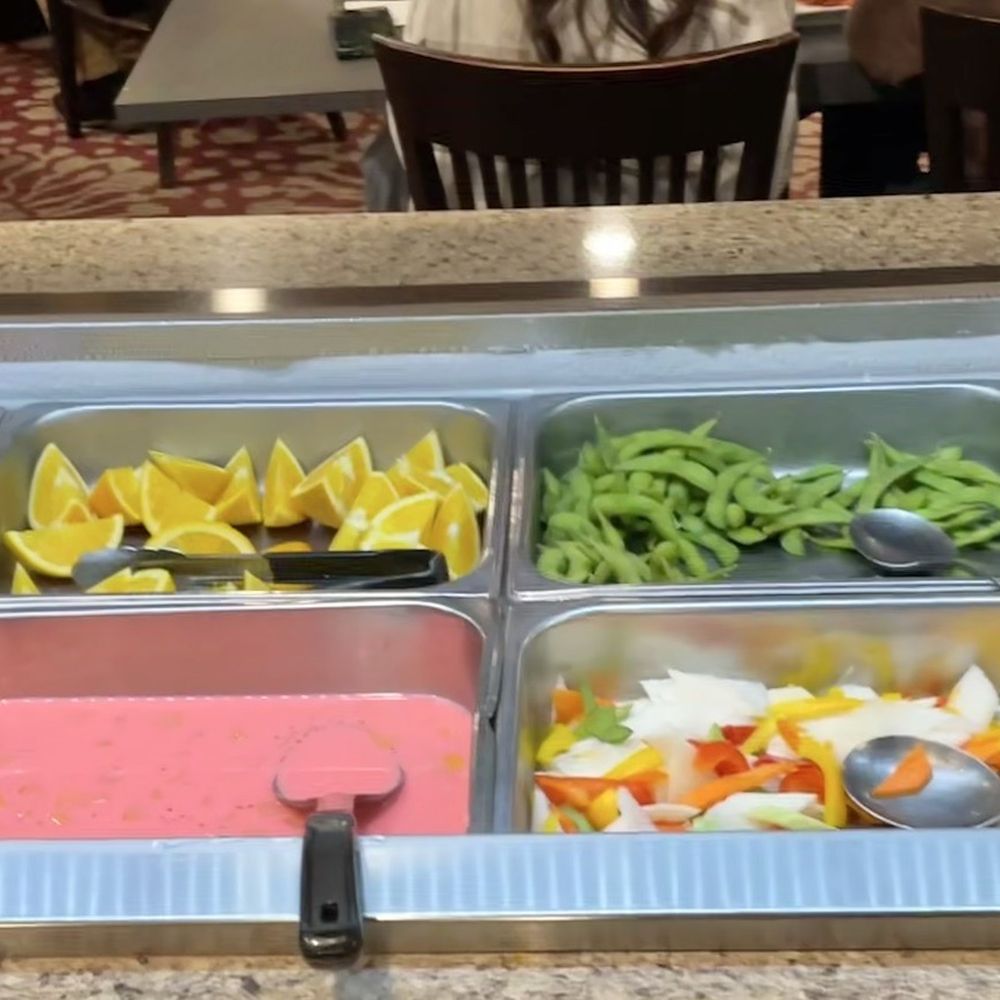 Caesar's Mongolian Bar-B-Q - Cold dishes on buffet- veggies, edamame, fruit, jello, tapioca - Mongolian Near Me - Cerritos, California Caesar's Mongolian Bar-B-Q - Cold dishes on buffet- veggies, edamame, fruit, jello, tapioca - Mongolian Near Me - Cerritos, California