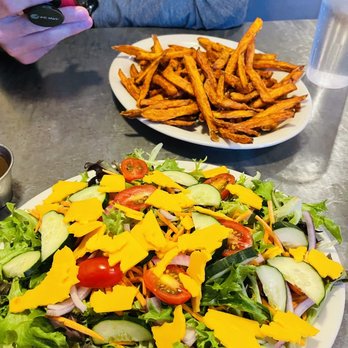 The Brakeman American Grill - Salad. Sweet fries - Burgers Near Me - Victor, Idaho The Brakeman American Grill - Salad. Sweet fries - Burgers Near Me - Victor, Idaho