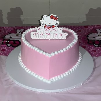 Ruby Bakery - Heart shaped pink cake with chocolate mousse filling. I added my own cake topper for the perfect Hello Kitty themed cake! - Bakeries Near Me - Los Angeles, California