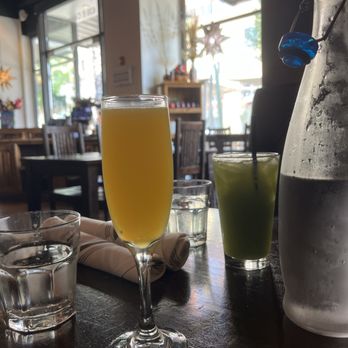 Anayas - Brunch time . Mimosa and lemon cucumber water - Mexican Near Me - Pasadena, California