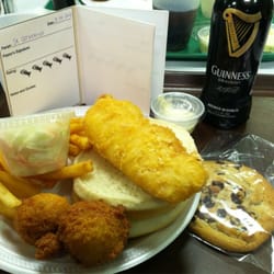 St Catherine of Siena Church - 2014. $7 cod sandwich, fries, hush puppies, slaw and a cookie. Beer is by donation.