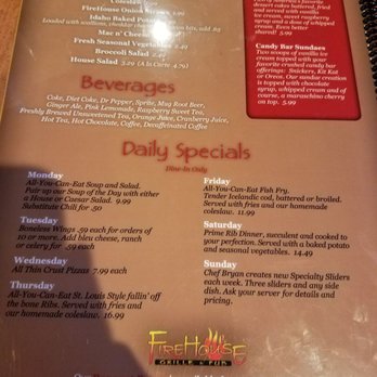 FireHouse Grille & Pub - Menu sides and daily specials - Pubs Near Me - Willoughby Hills, Ohio