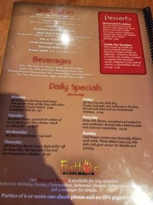 Menu photo 8 FireHouse Grille & Pub Willoughby Hills, OH