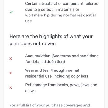 Living Spaces - What the extra warranty doesn't cover - Furniture Stores Near Me - Summerlin, Nevada