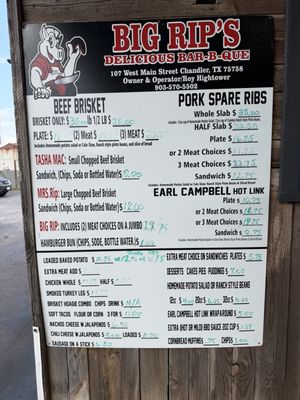 Menu photo 2 Big Rip's Delicious BBQ Chandler, TX Menu photo 2 Big Rip's Delicious BBQ Chandler, TX
