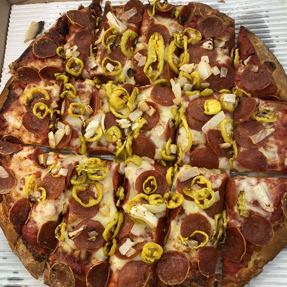 Pioneer Pizza - Pep,banana peppers, onion! Delicious! - Pizza Near Me - Plain City, Ohio Pioneer Pizza - Pep,banana peppers, onion! Delicious! - Pizza Near Me - Plain City, Ohio