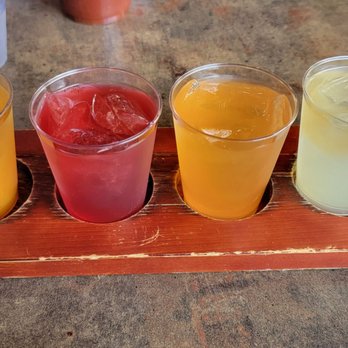 Watering Hole - Africa-inspired margarita flight. Left one is best. Spicy! - American Near Me - Escondido, California