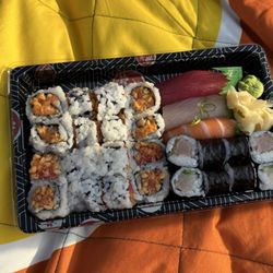 Sushi Spot - My $15 (including tax) sushi tray with spicy salmon, spicy tuna, yellowtail maki and 3pc salmon, tuna and yellowtail nigiri