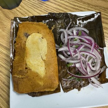 Peru Chicken - Chicken Tamal with pickled onions. - Peruvian Near Me - Las Vegas, Nevada
