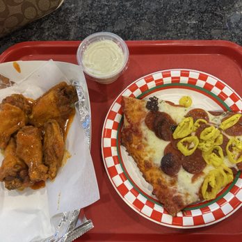 Imperial Pizza - 5 Wings - Hot & Extra Crispy and Slice with Pepperoni & Banana Peppers - Pizza Near Me - Buffalo, New York