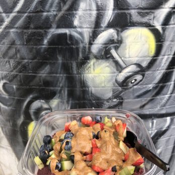 Smooth Monkey - Pineapple bowl with almond butter - Acai Bowls Near Me - Charlotte, North Carolina