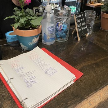 Global Brew Tap House - a notepad on a counter - Sports Bars Near Me - Saint Louis, Missouri