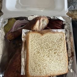 Pit King Bbq - 4 meat plate - chicken, sausage, brisket, ribs