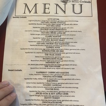 Damascus Old Mill - 6/2/23 menu - Bed & Breakfast Near Me - Damascus, Virginia
