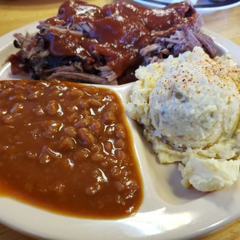 Po-Boy & Bar-B-Q - Beef Brisket, Potato Salad and Baked Beans - Barbeque Near Me - Puyallup, Washington Po-Boy & Bar-B-Q - Beef Brisket, Potato Salad and Baked Beans - Barbeque Near Me - Puyallup, Washington