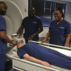 Midwestern Career College - Midwestern Career College students simulating MRI procedures