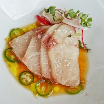 Fishing With Dynamite - Hamachi - the ponzu, avocado (underneath); and serrano chilis made the dish. Plus the sprinkling of coarse salt... - Seafood Near Me - Manhattan Beach, California