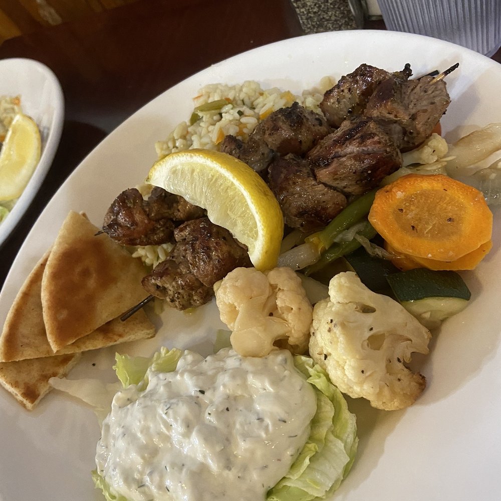 Samos Restaurant - Pork Souvlaki Platter - Greek Near Me - Baltimore, Maryland Samos Restaurant - Pork Souvlaki Platter - Greek Near Me - Baltimore, Maryland