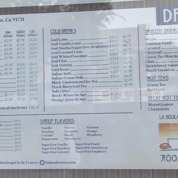La Boulangerie - Drink menu - Bakeries Near Me - Fresno, California