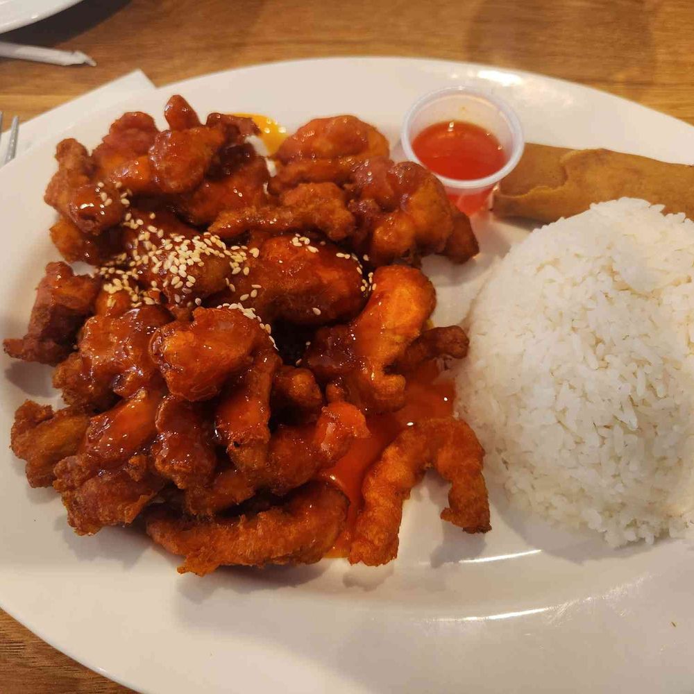 Bangkok Broiler - Orange Chicken lunch special Jasmine rice, egg roll, orange chicken and salad in other photo for 12.95 - Thai Near Me - Hesperia, California Bangkok Broiler - Orange Chicken lunch special Jasmine rice, egg roll, orange chicken and salad in other photo for 12.95 - Thai Near Me - Hesperia, California