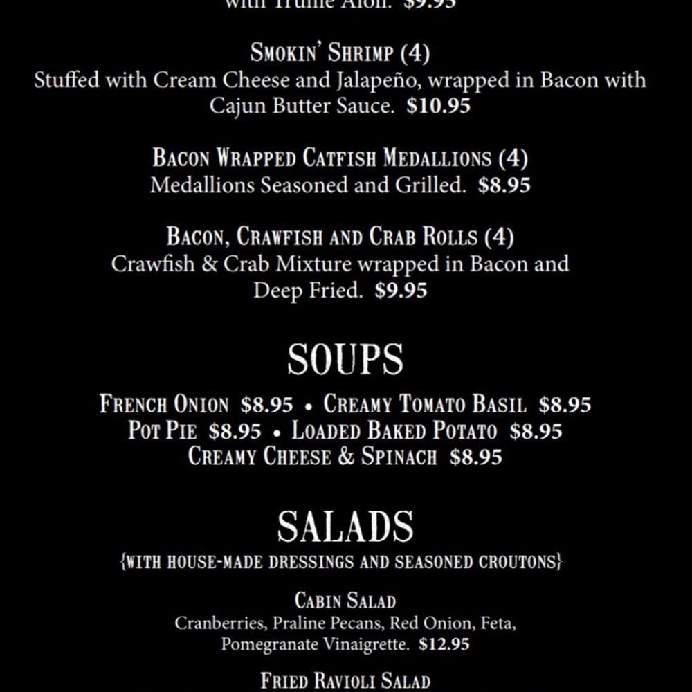 Edom Log Cabin - One page of the Edom Log Cabin Menu, 2025. - Comfort Food Near Me - Edom, Texas