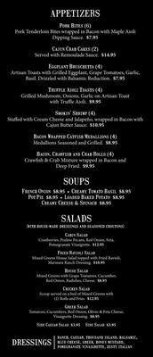 Menu photo 1 Edom Log Cabin Edom, TX