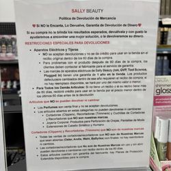Sally Beauty - Política de la compañía!! Nos dijo que teníamos que leer eso antes de comprar!! En serio/?