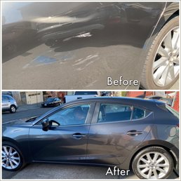 Before on top (back left passenger door scratched and dented)